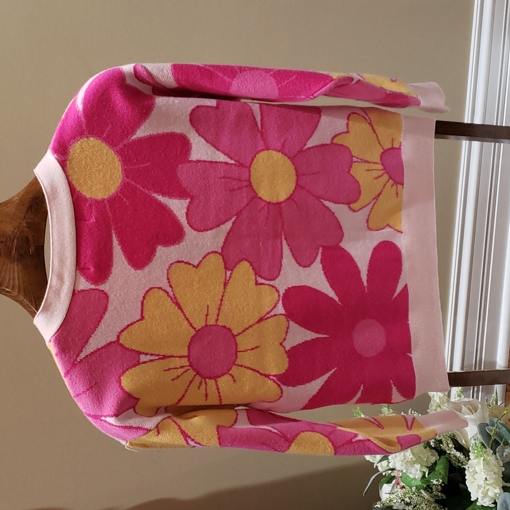 Nwt Willow & Wind medium sweater pink with yellow - Picture 9 of 15